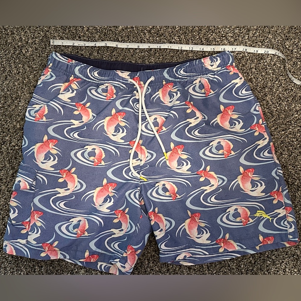 Tommy Bahama Blue Swim Trunks with Fish Design
